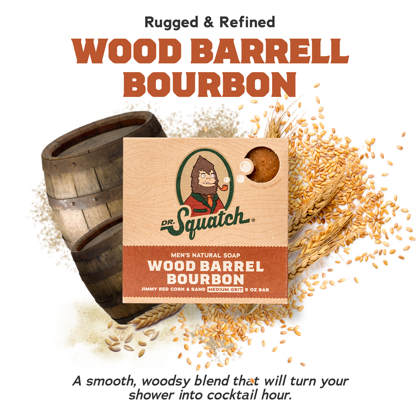 4-Pack Wood Barrel Bourbon Natural Bar Soap D4