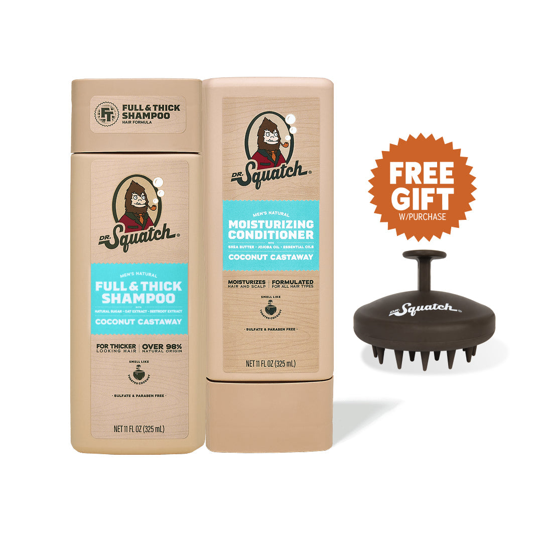 Hair Care Kit + Free Scalp Scrubber | Full & Thick Shampoo | Moisturizing Conditioner | Natural Products for Men E3