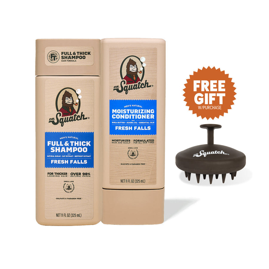 Hair Care Kit + Free Scalp Scrubber | Full & Thick Shampoo | Moisturizing Conditioner | Natural Products for Men E3