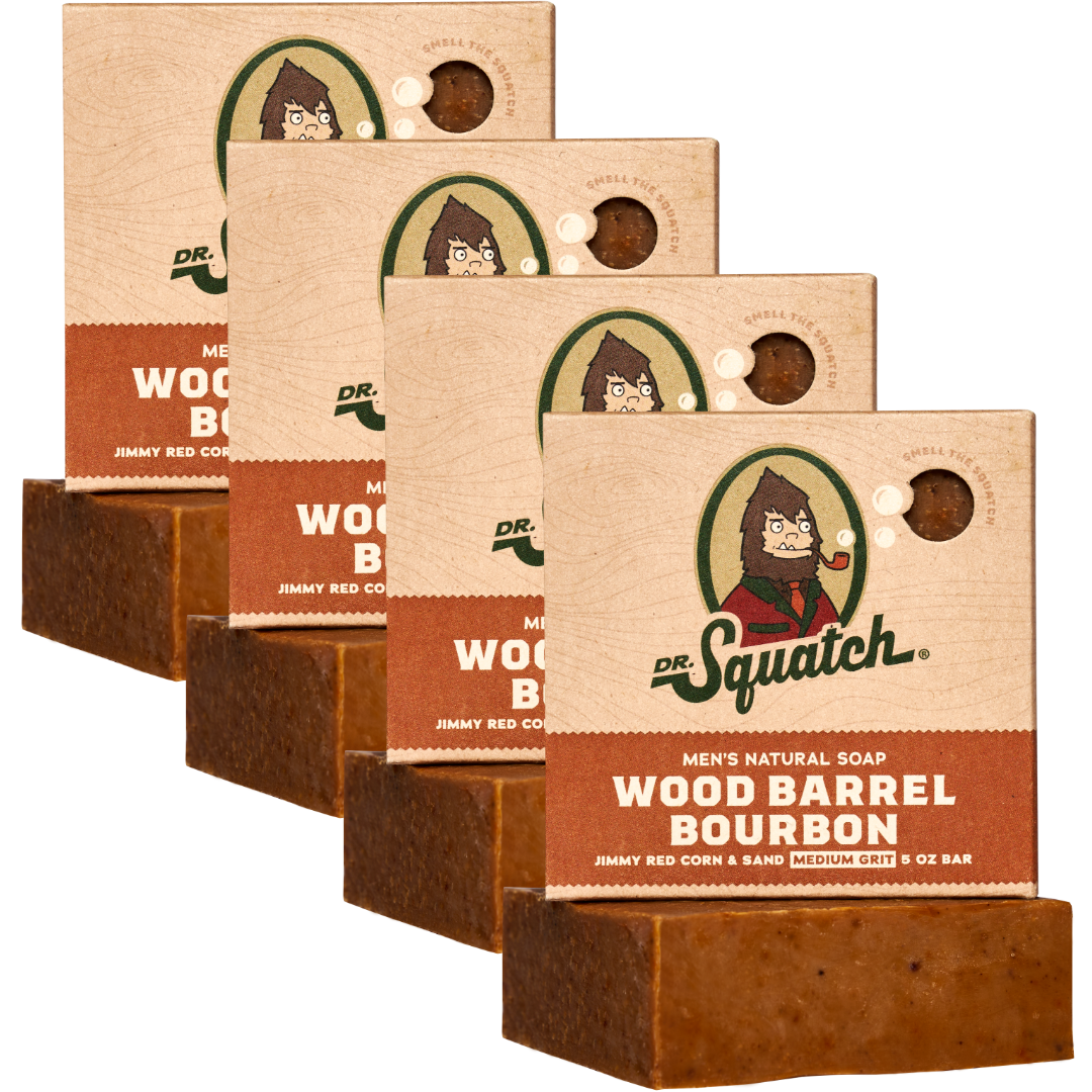 4-Pack Wood Barrel Bourbon Natural Bar Soap D4